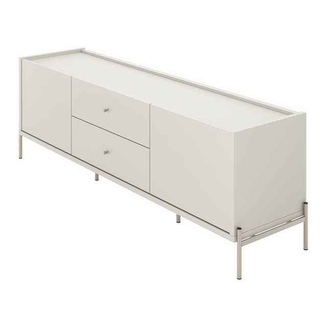 Rack para TVs até 75 Polegadas Jasper 220 cm Off White Fosco com Dourado