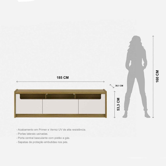 Rack para TVs até 75 Polegadas Oslo 185cm Off White com Freijó