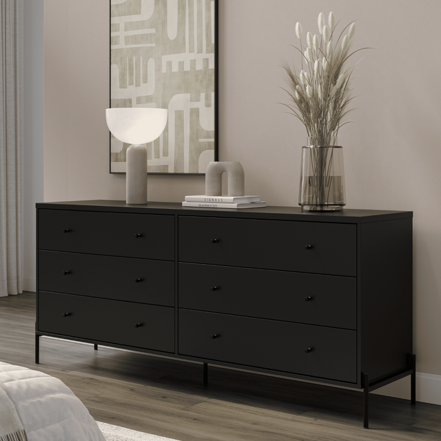 Cômoda 6 Gavetas Jasper 182 cm Branco Gloss com Dourado