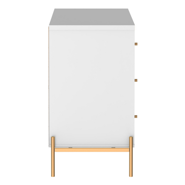 Cômoda com 3 Gavetas Jasper 94cm Off White com Champanhe