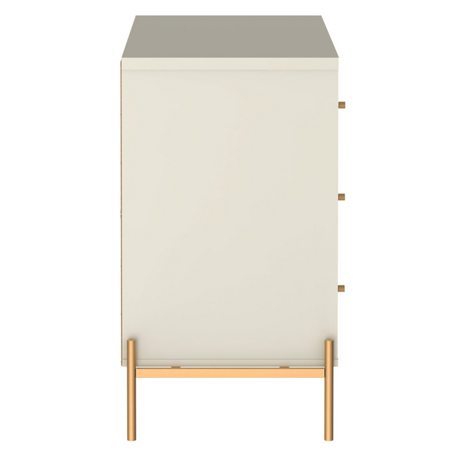 Cômoda com 3 Gavetas Jasper 94cm Off White com Champanhe