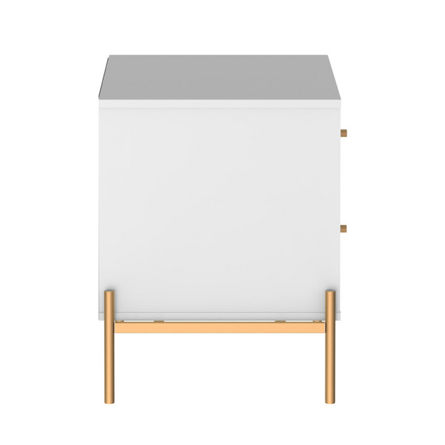 Mesa de Cabeceira Jasper 64 cm Branco Gloss com Dourado