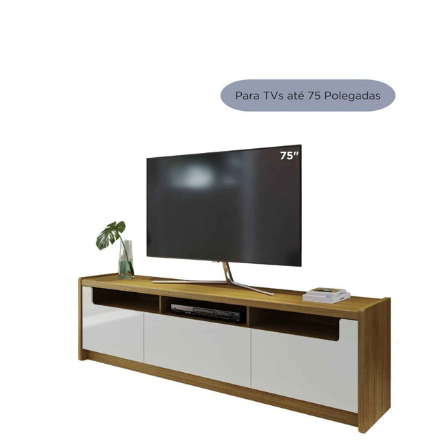 Rack para TVs até 75 Polegadas Oslo 185cm Off White com Freijó