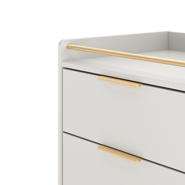 Mesa de Cabeceira c/ 2 Gavetas Yves Branco Fosco c/ Champanhe