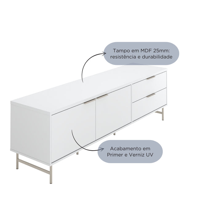 Rack para TVs até 75 Polegadas Yves 184 cm Preto Fosco com Champanhe