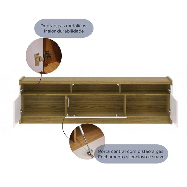 Rack para TVs até 75 Polegadas Oslo 185cm Off White com Freijó