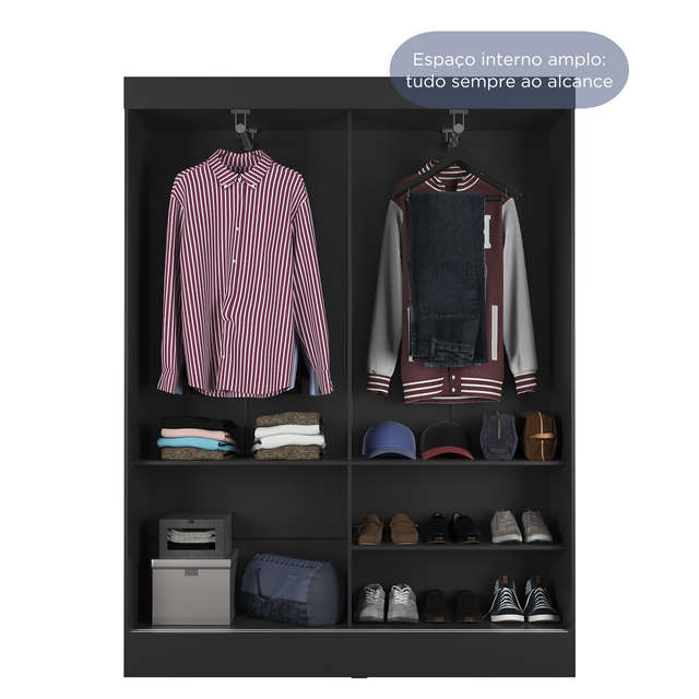 Guarda Roupa Solteiro 2 Portas de Correr Orazio 135cm Carvalho