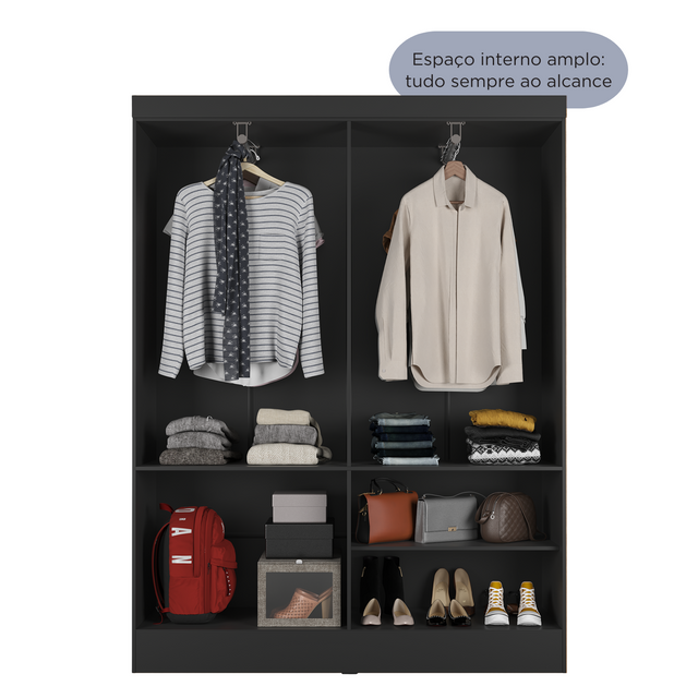 Guarda Roupa Solteiro 4 Portas Renzo 135cm Carvalho