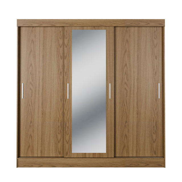 Guarda Roupa Casal 3 Portas de Correr c/ Espelho Vittorio 172cm Branco