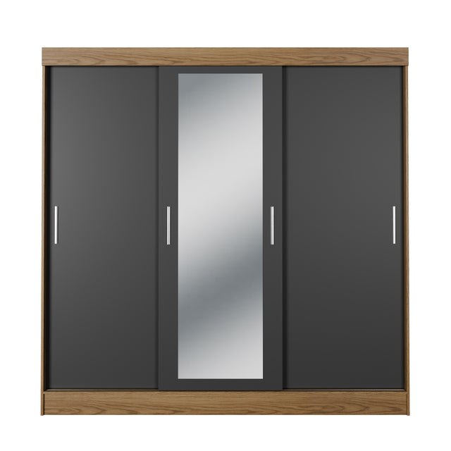 Guarda Roupa Casal 3 Portas de Correr c/ Espelho Vittorio 172cm Branco