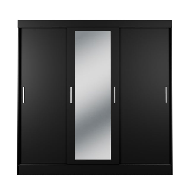 Guarda Roupa Casal 3 Portas de Correr c/ Espelho Vittorio 172cm Branco