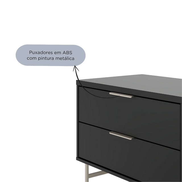 Rack para TVs até 75 Polegadas Yves 184 cm Preto Fosco com Champanhe