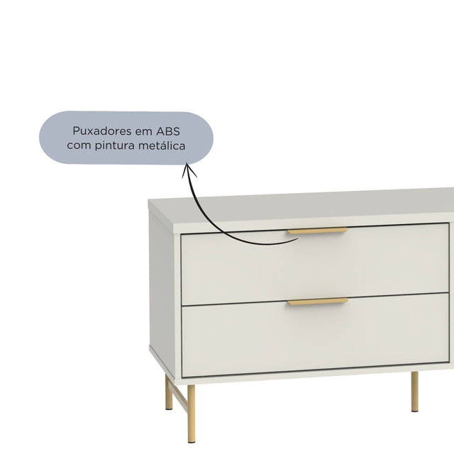 Rack para TVs até 75 Polegadas Yves 184 cm Preto Fosco com Champanhe