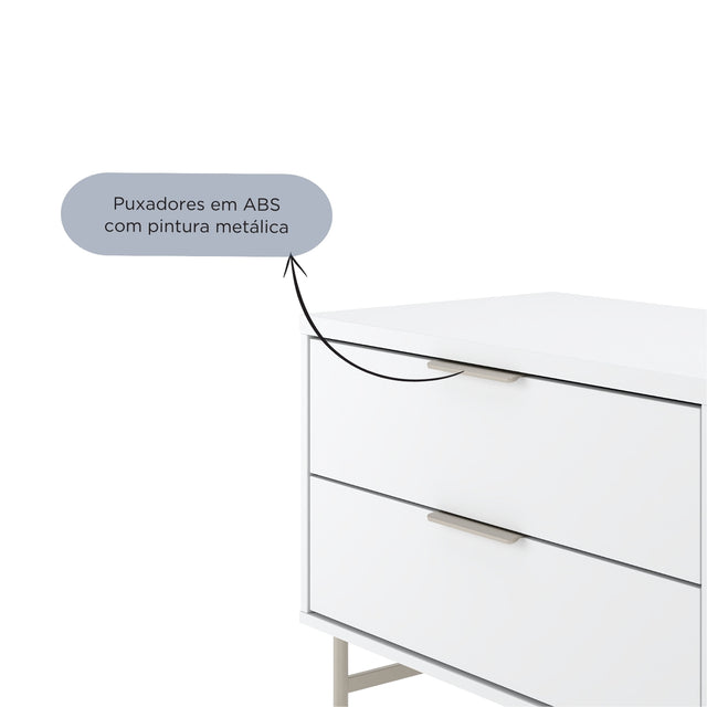 Rack para TVs até 75 Polegadas Yves 220cm Branco Fosco com Champanhe