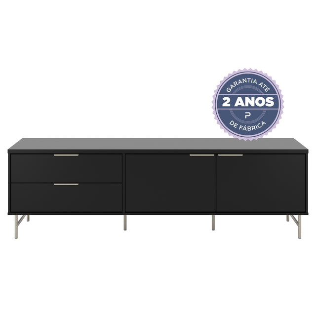 Rack para TVs até 75 Polegadas Yves 184 cm Preto Fosco com Champanhe