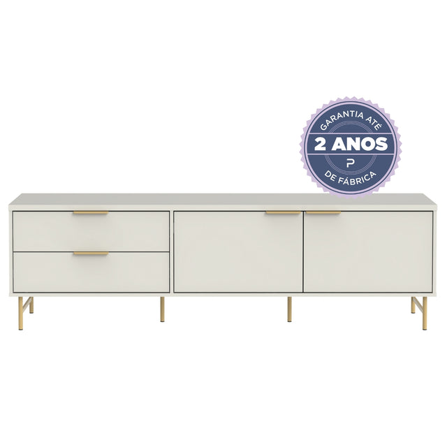 Rack para TVs até 75 Polegadas Yves 184 cm Preto Fosco com Champanhe