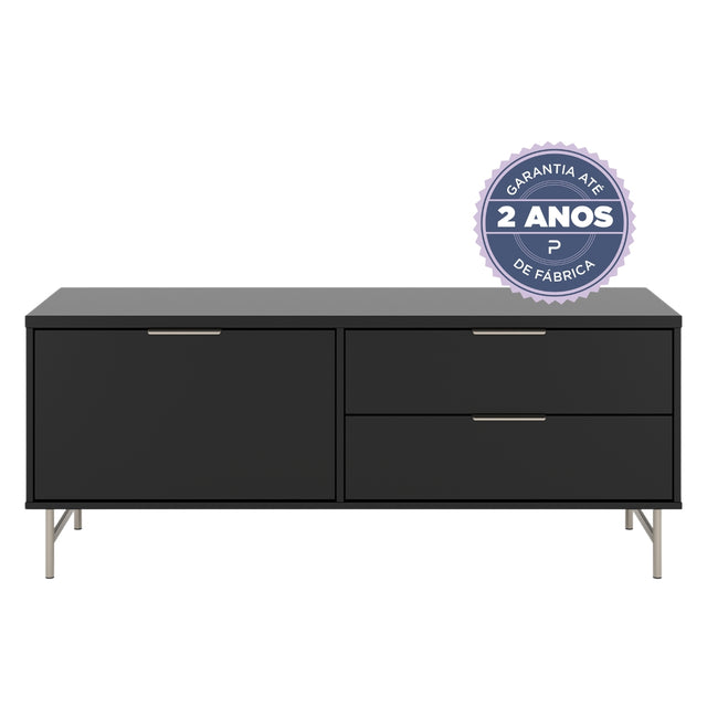 Rack para TVs até 50 Polegadas Yves 135 cm Preto Fosco com Champanhe