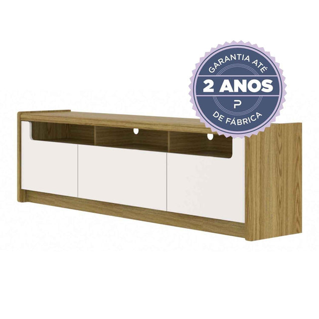 Rack para TVs até 75 Polegadas Oslo 185cm Off White com Freijó