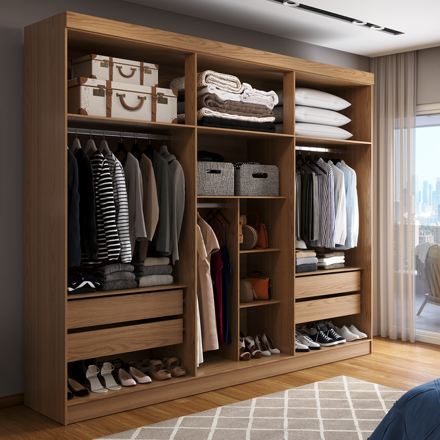 Guarda-Roupa Casal 6 Portas 4 Gavetas Lazzaro 231cm Branco