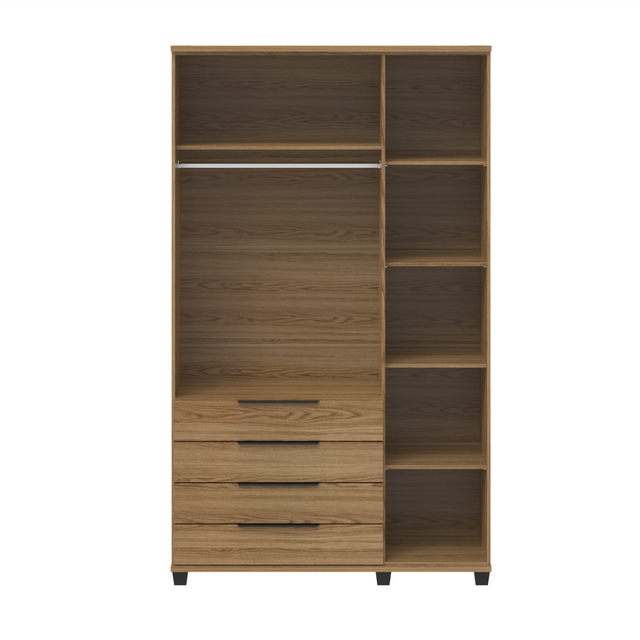 Guarda-Roupa Solteiro 3 Portas 4 Gavetas 100% MDF Allen 136 cm Preto Fosco