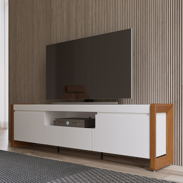 Rack para TVs até 75 Polegadas Bristol 225 cm Off White com Natural