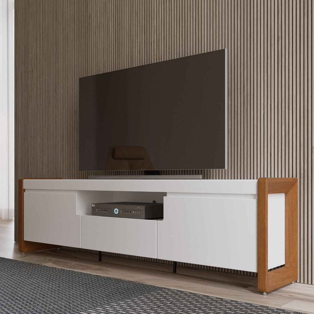 Rack para TVs até 75 Polegadas Bristol 225 cm Off White com Natural