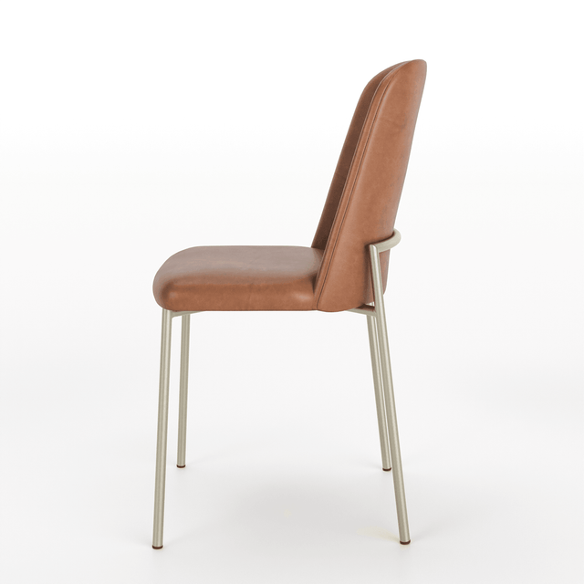 Conjunto c/ 2 Cadeiras de Aço Lucille - Champanhe / PU Caramel