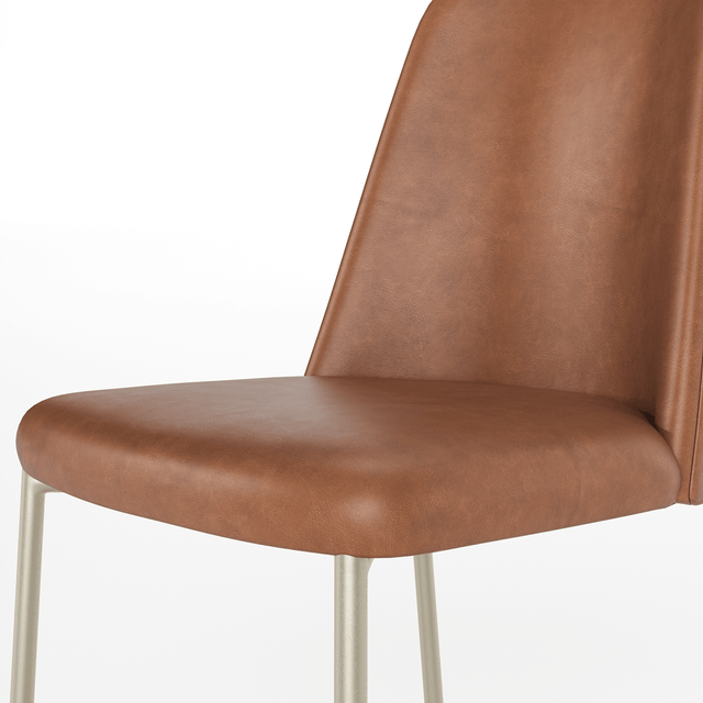 Conjunto c/ 2 Cadeiras de Aço Lucille - Champanhe / PU Caramel