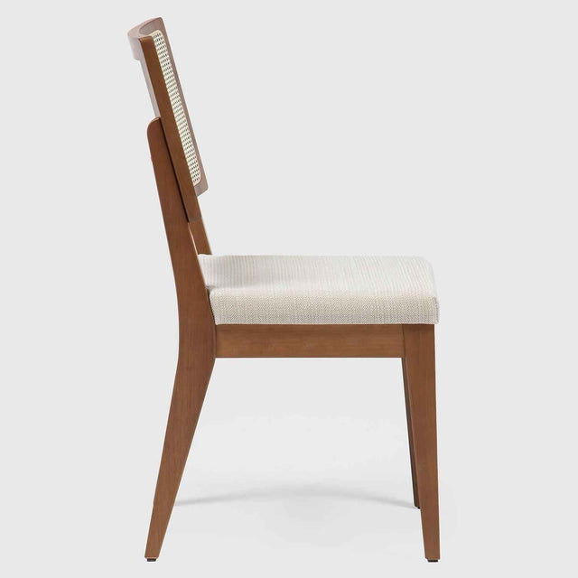 Cadeira de Madeira Saga Linho Bege