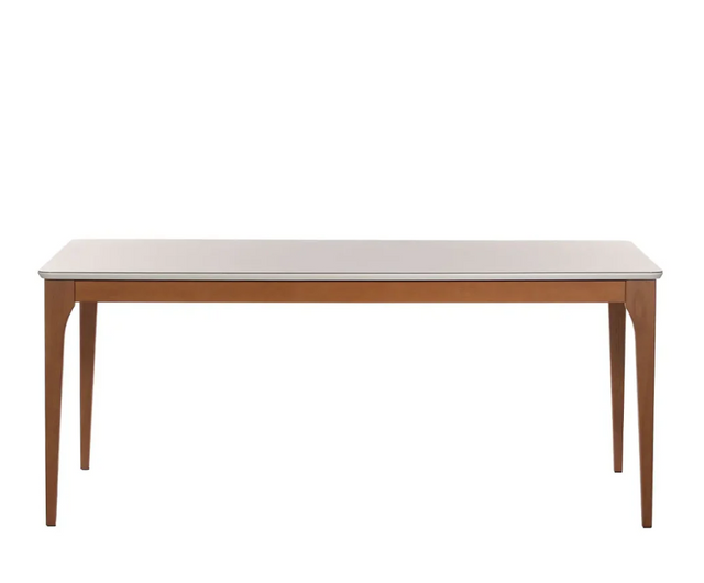 MESA ELLA 1.80 C/ VIDRO OFF WHITE/ NATURAL