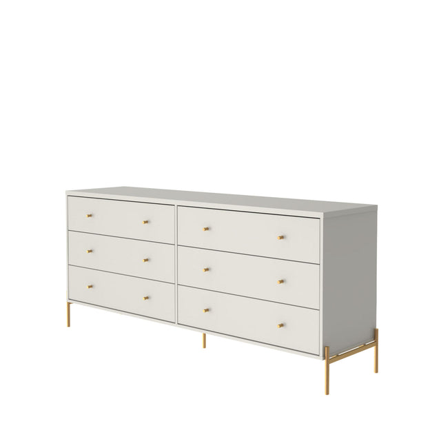 Cômoda 6 Gavetas Jasper 182 cm Branco Gloss com Dourado