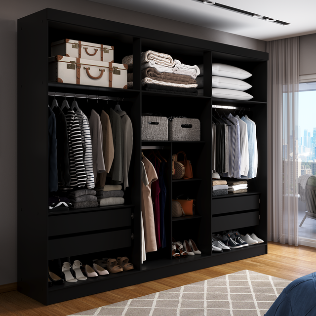 Guarda-Roupa Casal 6 Portas 4 Gavetas Lazzaro 231cm Branco