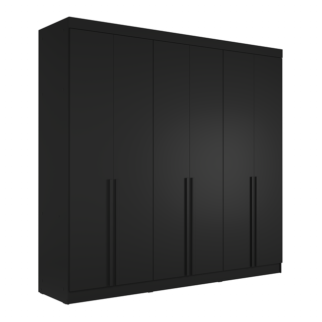 Guarda-Roupa Casal 6 Portas 4 Gavetas Lazzaro 231cm Preto