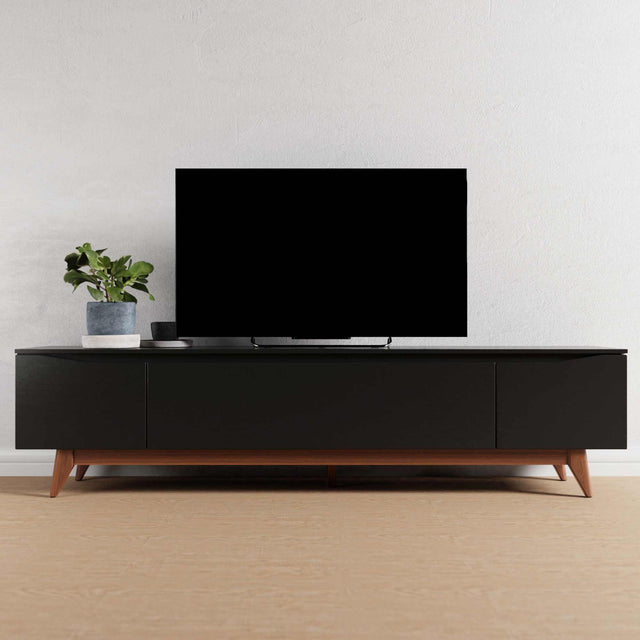 Rack Flynt para TVs até 75 Polegadas 3 Portas 184cm Off White com Natural