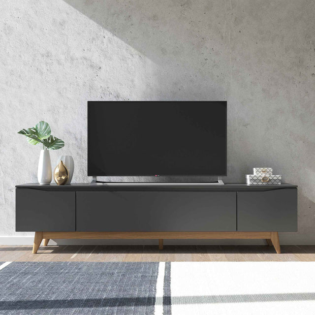 Rack Flynt para TVs até 75 Polegadas 3 Portas 184cm Preto com Natural