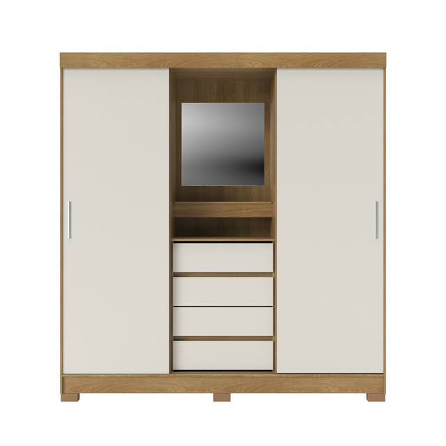 Guarda-Roupa Casal 2 Portas de Correr c/ Espelho Italo Carvalho com Grafite