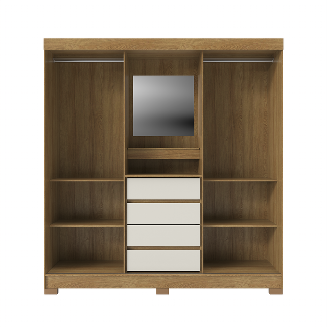 Guarda-Roupa Casal 2 Portas de Correr c/ Espelho Italo Carvalho com Grafite