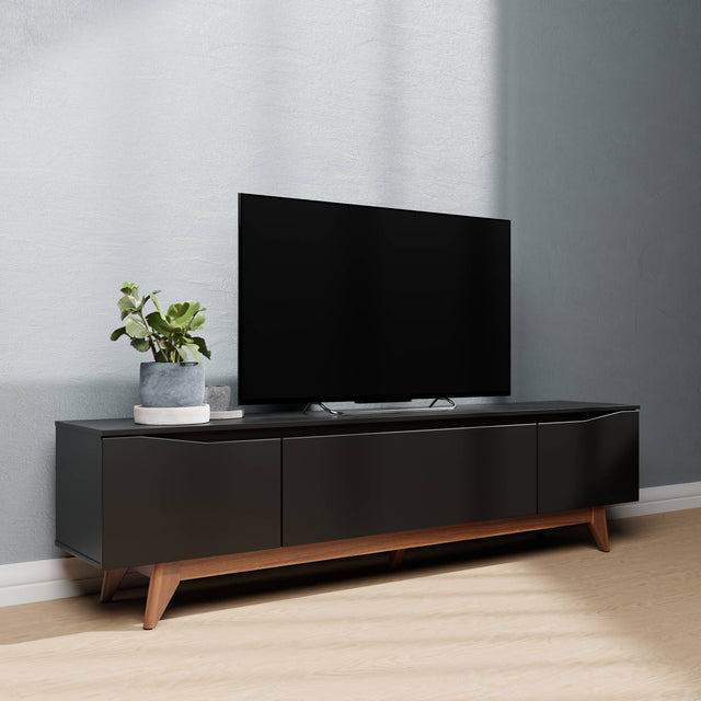 Rack Flynt para TVs até 75 Polegadas 3 Portas 220 cm Preto com Natural