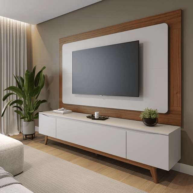 Rack Flynt para TVs até 75 Polegadas 3 Portas 220 cm Preto com Natural