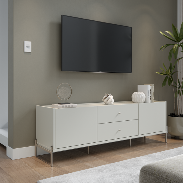 Rack para TVs até 75 Polegadas Jasper 185 cm Off White Fosco com Champanhe
