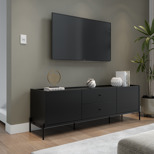 Rack para TVs até 75 Polegadas Jasper 185 cm Preto Fosco
