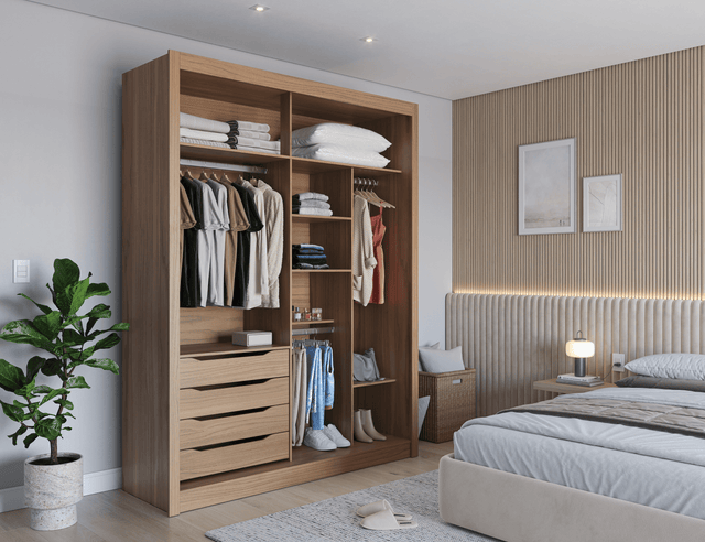 Guarda-Roupa 100% MDF Montclair 2 Portas de Correr - 186 cm