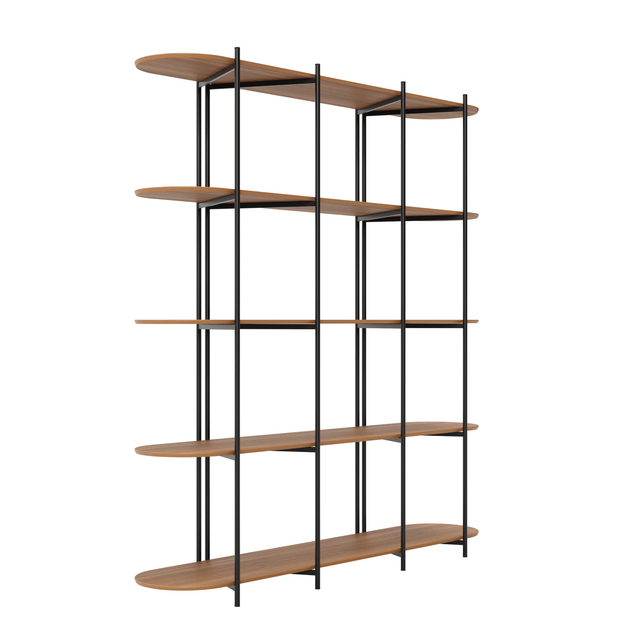 Estante Orgânica Industrial Aço MDF Enya 180 cm - Canella c/ Preto