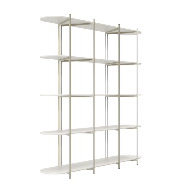 Estante Orgânica Industrial Aço MDF Enya 180 cm - Champanhe