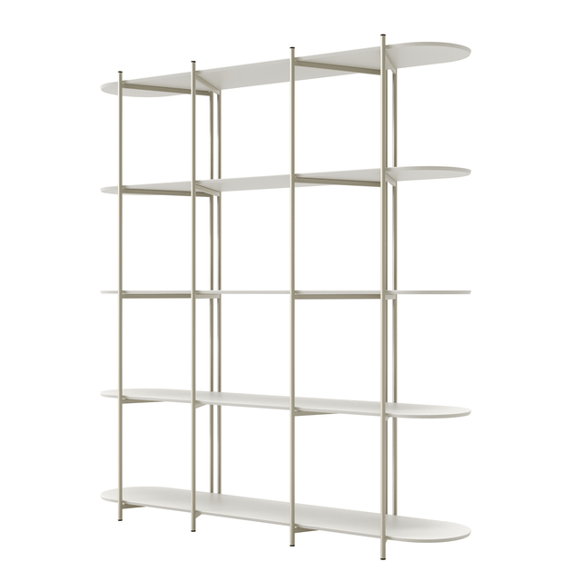 Estante Orgânica Industrial Aço MDF Enya 180 cm - Champanhe