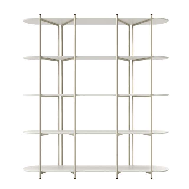 Estante Orgânica Industrial Aço MDF Enya 180 cm - Champanhe