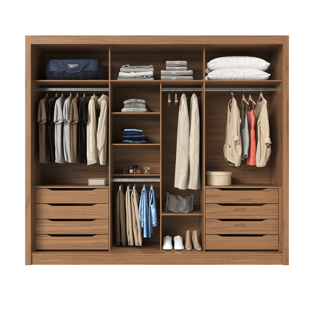Guarda-Roupa 100% MDF Montclair 3 portas de correr com gavetas Ele/Ela - 275 cm