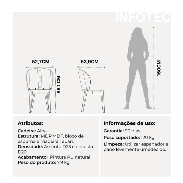Conjunto c/ 2 Cadeiras de Madeira Alba