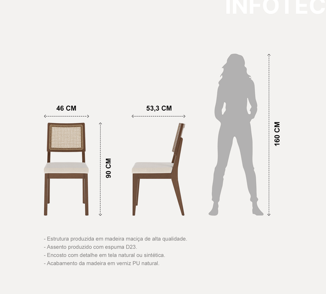 Cadeira de Madeira Saga Linho Bege