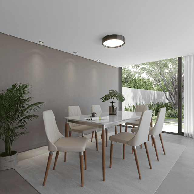 Mesa Abbey 184 cm - Natural c/ Off White Fosco - Champanhe